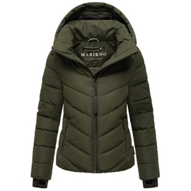 Marikoo Winterjacke Damen (XS-3XL) - Wasserabweisend, Warm, Kapuze abnehmbar, Winddicht - Steppjacke, Frauen - Stehkragen, 4 Taschen, verlängerter Zipper - Dark Olive L