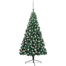vidaXL Halber Weihnachtsbaum mit LEDs & Kugeln Grün 180 cm
