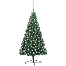 vidaXL Halber Weihnachtsbaum mit LEDs & Kugeln Grün 180 cm