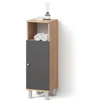 Livinity® Midischrank, Eiche, Anthrazit, 3 Fächer, Quadratisch, 30x95x30 cm,