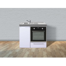 Stengel Küchen Kitchenline MKB 100 weiß - ohne Kochfeld links, Becken rechts