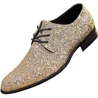 Glitzer Schuhe Herren Silberne Glitzerschuhe Goldene Sneaker Silber Pailletten Schuhe 70er Jahre Party Tanzschuhe Elegante Plateau SchnürschuheTurnschuhe Abendschuhe für Karneval,Hochzeit - 39 EU