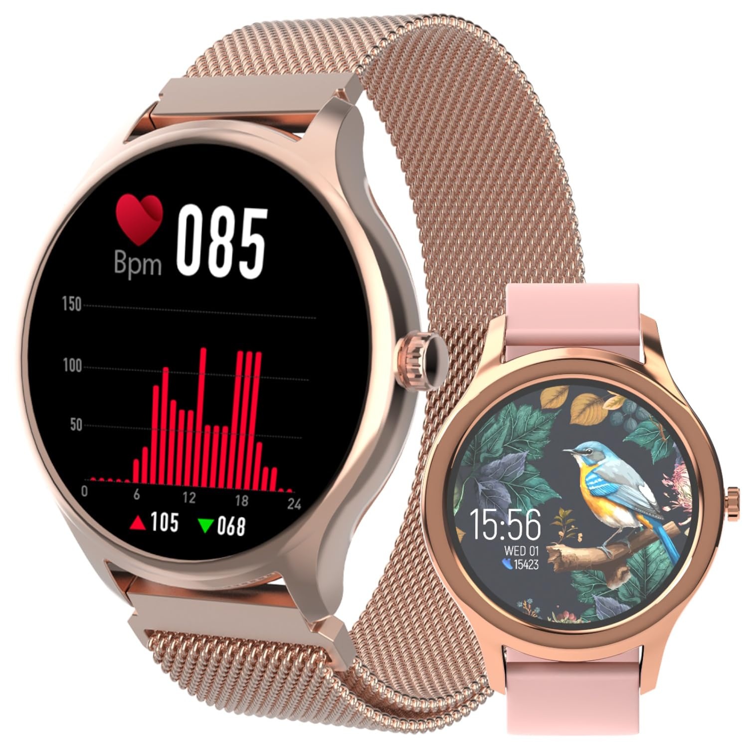 FOREVER Smartwatch Uhr Sport Armband SB-340 Bluetooth für Damen und Herren, Fitness-Tracker, wasserdicht, Smartwatch kompatibel mit Android und iOS, Gold