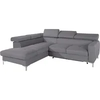 Ecksofa COTTA "Sammy L-Form" Sofas Gr. B/H/T: 242cm x 74cm x 207cm, Struktur, Ottomane links, mit Kopfteilverstellung, grau inklusive Kopfteilverstellung, wahlweise mit Bettfunktion