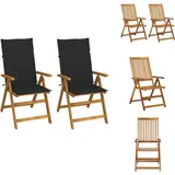 Garten-Liegestühle 2 Stk. mit Kissen Akazie Massivholz - Gartensaison - Gartenmöbel - Holzsessel - Liegesessel - Outdoor Möbel