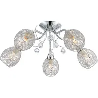 GLOBO Deckenleuchte Chrom Kristallleuchte Spotleuchte Deckenlampe Kristalle 5 Flammig,