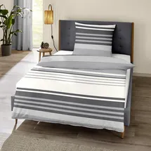Traumschlaf  Streifen Flanell grau 200 x 220 cm + 2 x 80 x 80 cm