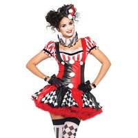 Leg Avenue 8392903011 Harlequin Clown Damen Kostüm, Schwarz/Rot, L