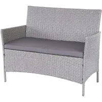 Mendler Poly-Rattan Gartenbank Halden, Sitzbank Bank grau, Kissen anthrazit