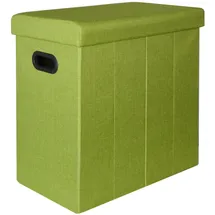 Dune Design Dunedesign Wäschekorb 70L Wäschetruhe mit Deckel Wäschebox Wäschesammler Leinen-Optik Grün