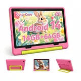 MUISOO 10 Zoll Kinder Tablet mit Hülle, Android Tablet für Kinder 3-12 Jahren, 14GB+64GB (1TB TF Expand), Octa Core CPU, 1280 * 800 HD Display, WiFi 6, BT5.3, Dual Kamera Tablets Tab Pad, Rosa