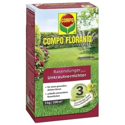 COMPO Rasendünger plus Unkrautvernichter, 3 Monate Langzeitwirkung, 3 kg, 100 m2, 13310