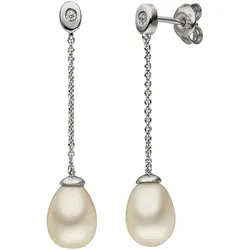 Perlenohrringe JOBO, silber (silber 925, weiß), Ohrringe, Damen, Silber 925 (Sterlingsilber)-Perlen, Silber 925 (Sterlingsilber), Perlen, 925 Silber mit Perlen und Zirkonia