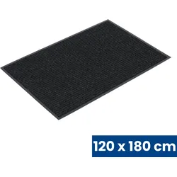 Widerstandsfähige Eingangsmatte mit PVC, 120 x 180 cm, schwarz