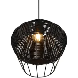 Trio Borka 1-flg. 30 cm rund Schwarz/Rattan