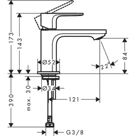 Hansgrohe Rebris E Standventil 80 72506670