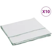 vidaXL Reinigungstücher 10 Stk. Weiß mit Grünen Gestreift 50x60 cm