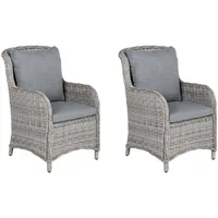 Beliani Gartensessel Lounge-Sessel Kunststoff 60 x 96 x 73 cm Grau mit Kissen
