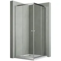 Hopibath Eckdusche Schiebetür Duschkabine 80x80 100x100 100x80, BxT: 100x75 cm, 5mm Sicherheitsglas, Chrom, Alurahmen, mit Magnetdichtleisten silberfarben 100 cm x 185 cm x 75 cm