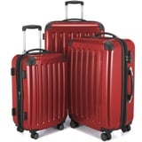 Alex - 3er Kofferset, TSA, Trolley-Set, Rollkoffer, Reisekoffer, (S, M & L), Rot