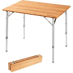 KINGCAMP Bambus Campingtisch Falt Tisch Camping Klapptisch Alu Holz 3 Höhen