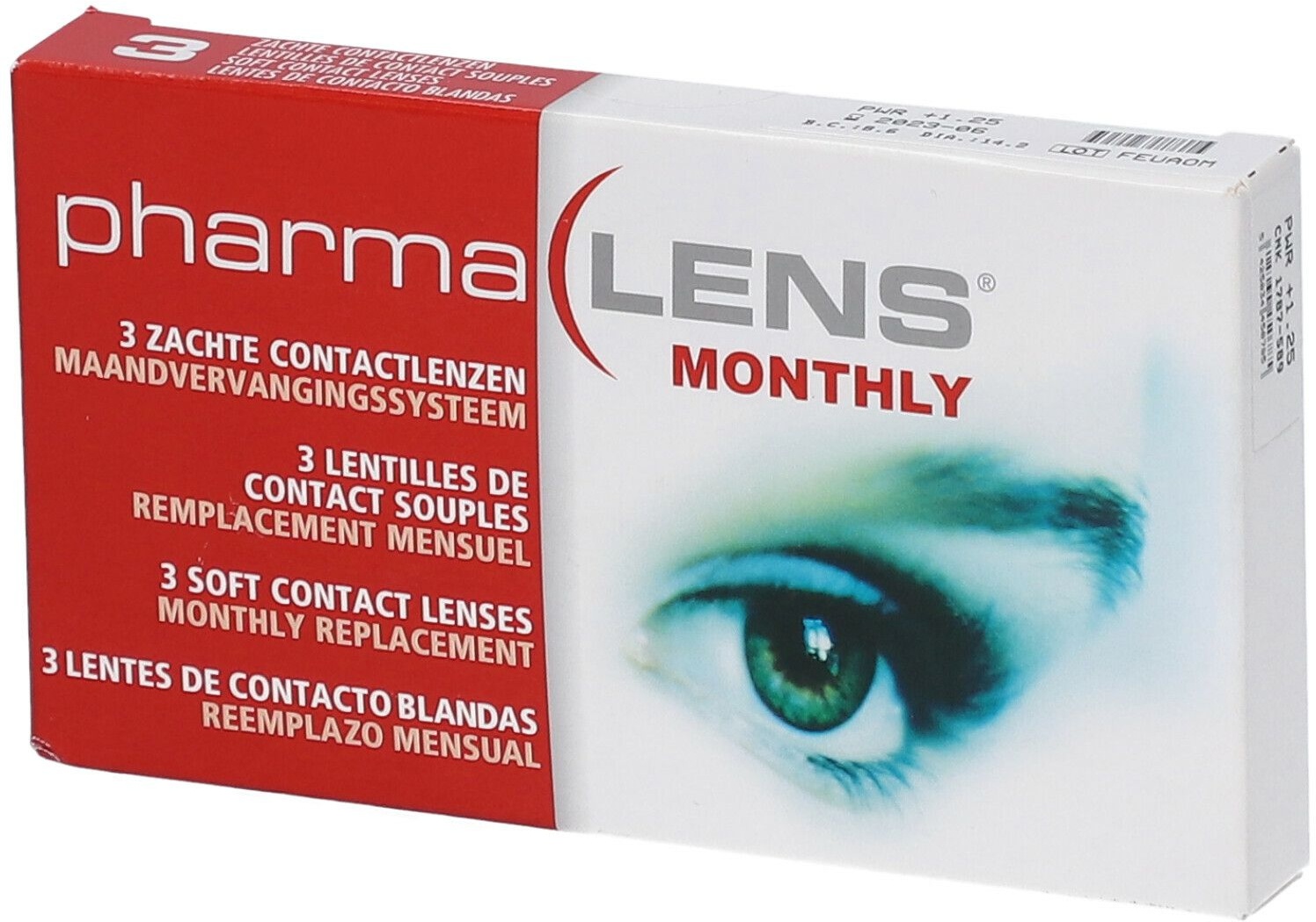 PharmaLens MONTHLY Lentilles de contact mensuelles +1.25 3 pc(s) Lentilles de contact