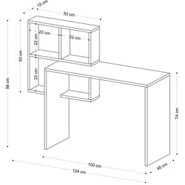 Skye Decor Skye Decor, Adell, Schreibtisch, Weiß, 100 % MELAMINBESCHICHTETE SPANPLATTEN, 98 x 45 x 124 cm - Weiß/Braun