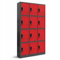 Jan Nowak Garderobenschrank Metall 90x185x40 cm rot 12 Fächer abschließbar