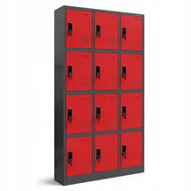 Jan Nowak Garderobenschrank Metall 90x185x40 cm rot 12 Fächer abschließbar