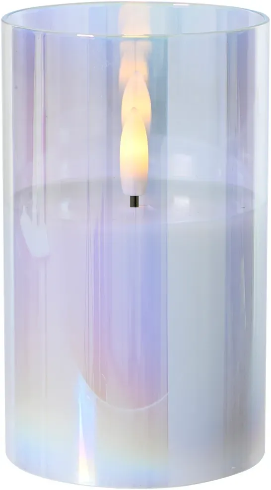 LED Kerze im Glas 7,5H12,5cm indoor warm weiß Batterie nicht enth.  - iris