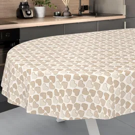 ANRO Wachstuch-Tischdecke abwaschbar Herz 180 x 140 cm Beige