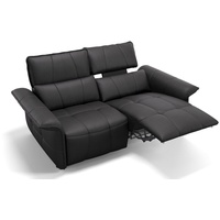 Sofanella 2-Sitzer Leder Adria, Relaxsofa, Designsofa, Designer Couch, Italienisches Sofa, 2er Sofa schwarz