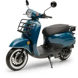 Burnout Motorroller Retro Luna Ozeanblau 50ccm 25 kmh Mofa Scooter