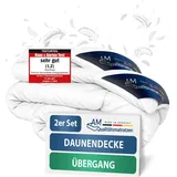 DormiGood | Premium Daunendecke | 2er Set 140x220 cm | Übergangsdecke | 100% Daunen (550g) | Bettdecke | 140x220 | Herbst | Frühling | Übergang | | Weiß
