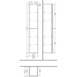 Sanipa 3way Hochschrank 40 x 170 x 34,5 cm Marine-Matt Spanplatte