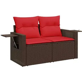 vidaXL 7-teiliges Gartensofa-Set mit Kissen, braun, Polyrattan - Braun