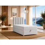Best For Home Boxspringbett mit Bettkasten Trinity K10-SINGLE 70x200 Bonellfederkern inkl. Topper | Silber | Silber