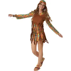 tectake® Frauenkostüm Rebellische Hippie Squaw