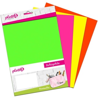 plottiX PremiumFlex Neon Aufbügelfolie farbsortiert Flex-Folie 20,0 x 30,0 cm, 4 St.