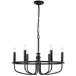 Capitol Hill Kronleuchter mit 6 Lichtern, Schwarz - KL-CAPITOL-HILL6-BLK
