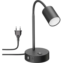 ledscom.de Tischleuchte WAIKA, schwarz, USB-A, USB-C, inkl. GU10 LED Lampe (warmweiß, 5W, 450lm)