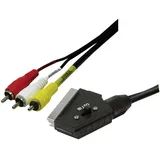 Logilink SCART / Cinch TV, Receiver Anschlusskabel [1x SCART-Stecker - 3x Cinch-Stecker] Schwarz
