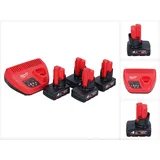Milwaukee M12 NRG-404 Akku Starter Set 4x 12 V 4,0 Ah