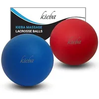 Kieba Massage Lacrosse Ball für Myofasziale Entspannung, Triggerpunkt-Therapie, Muskelknoten und Yoga-Therapie, 2 Stück Feste Bälle (Blau und Rot)