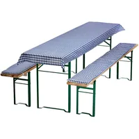 nyvi Bierbankauflagen Set 130 x 70 cm blau kariert 3-tlg.