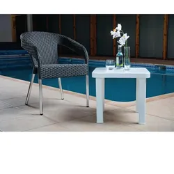 Bolero Rattanstühle mit Armlehne in Aluminiumdesign anthrazit