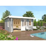 LA-Gartenhaus Baruda 40 mm lichtgrau Gerätehaus Geräteschuppen Holz Flachdach