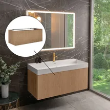 Neoro n50 line Unterschrank B: 120 cm mit 1 Auszug, mit profilierter Eichenfront, BN0464BPO,