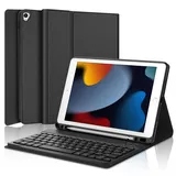 IVEOPPE Tastatur iPad 9. Generation, iPad 10.2" Tastatur mit Hülle (iPad 9./8./7. Generation), Magnetisch Abnehmbarer mit QWERTZ Tastatur für iPad Air 3 und iPad Pro 10.5, Schwarz