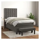 vidaXL Boxspringbett 100 x 200 cm Dunkelgrau